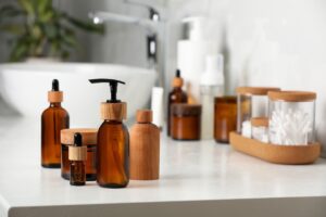 A collection of cosmetics are on display that are being brought to market through the help of Registrar Corp and Personal Care Regulatory Group (PCR)