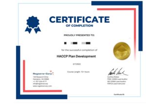 haccp certification training certificate with haccp alliance seal