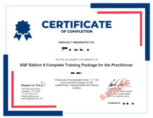 Sample SQF Practitioner Training Certificate