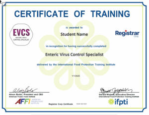 Enteric Viruses Control Specialist Certificate Sample