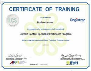 Programma di certificazione Specialista controllo Listeria