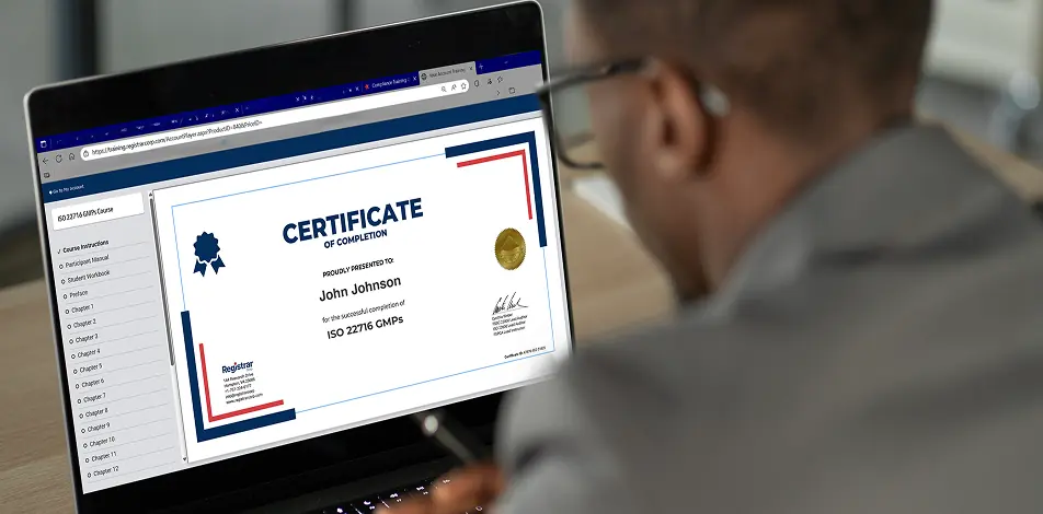 Worker taking online-training